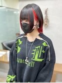 ヘアカラー/デザインカラー/ウルフ×黒赤インナーカラー