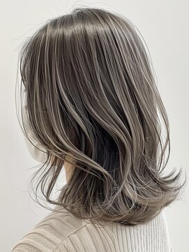 ネックス 表参道本店(nex) デザインカラーレイヤーカットウェットヘアオリーブベージュ白髪