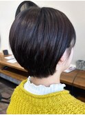 大人可愛い20代30代40代丸みショートボブ レッドブラウン