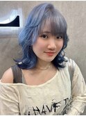 残留もお洒落に☆寒色ルーツカラー