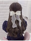 編み込みハーフアップ×可愛い大きめリボン＊まゆ