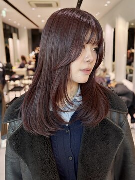 ステア ケース(stair case) 韓国ボルドーレッドカラーレイヤーカット