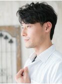 30代40代かき上げブラックカルマパーマ刈り上げクロップj仙台