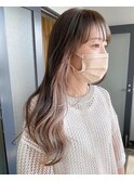 ピンクベージュ×セクションカラー×メルティカラー×バイカラー