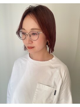 ガリカ 博多(Gallica) 【石河安奈】大人ハンサムストレートボブ/艶髪チェリーレッド