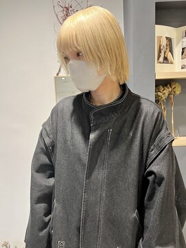 ラミエバイメルト 下北沢(lamie by melt) 村上/ホワイトブロンドカラー金髪ブリーチウルフ顔まわりカット