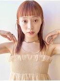 オレンジブラウン/オレンジカラー/ワイドバング/ミディアム