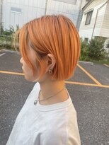 クロエバイラヴィズム 郡山さくら通り店(CLOE by LUVISM) オレンジカラー×切りっぱなしボブ