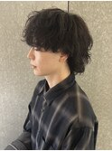 メンズナチュラルウルフマッシュシャドウパーマ質感重視ケア