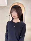 黒髪/ボブルフ/ネビージュ/小顔/ワンレン/栄/髪質改善/前髪