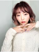 ピンクベージュインナーカラー前髪パーマp1浦和20代30代