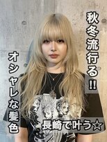 コワファースト長崎シャンプーボーイ 2nd(COIFF1RST 長崎 SHAMPOO BOY)&nbsp;長崎ハイトーン 韓国 レイヤー ホワイトブロンド ハッシュカット