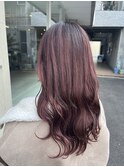 *ハイライト_ピンクカラー_シャドウルーツ_ウェーブ巻き_m3