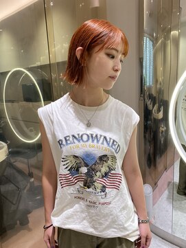 マイル 渋谷(mile) 切りっぱなしボブ×まろやかオレンジ