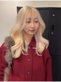 11317ホワイトブロンド韓国風巻きワンホンヘアホワイトアッシュ