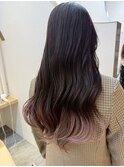 グラデーション　ピンク　ラベンダー　韓国巻き
