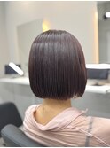 髪質改善ストレート×チェリーブラウン×小顔カット