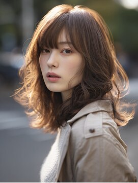 アルトリスト(Altruist Aging×HAIR&SPA) ★ダークアッシュ大人ガーリーボブ着物ミディアムレイヤーカット