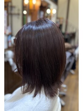 ショートボブ/外ハネ/ピンクブラウン