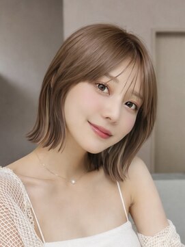オーラ オモテサンドウ(Aura omotesando) 透明感ベージュくびれボブ×シースルーバング