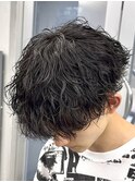 波巻きシャドウパーマラウンドマッシュ