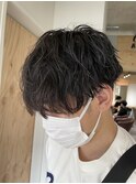 前下がりマッシュ×緩め波巻きパーマ