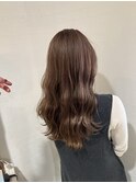 波巻きロング×ツヤ感ブラウン