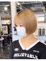 トゥルートラスト アン 下石田店(True Trust un) ショートボブシースルー前髪ストレートまとまりある髪へ