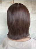 切りっぱなしボブ 髪質改善カラー ショート ベージュ