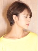 40代50代小顔黒髪ネビージュボブルフワンレン前髪ありショート