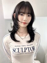 シェノン バイ アランスミシー 表参道(CHAINON by Alan smithee) 艶カラーミディアム韓国ウルフレイヤー