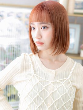 カバーヘア ブリス 上尾西口店(COVER HAIR bliss) ぱっつん前髪ミルクティーピンク小顔ミニボブc6上尾10代20代30代