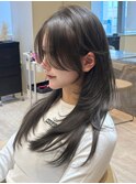 ミニウルフレイヤーカット顔周り前髪韓国ミディアムロング/池袋