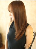 外国人風グラデーションカラー厚めバングで大人可愛いい