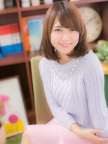 カバーヘアアンドスパ ブリス 浦和(COVER HAIR&SPA bliss)&nbsp;大人かわいい斜めバング小顔チョコブラウンc5浦和20代30代40代