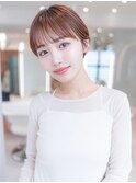 20代30代大人かわいい/斜めバンググレージュカラー/ショートボブ