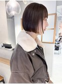 "久保田"まとまるミニボブ縮毛矯正ストレートグレーベージュ