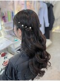 結婚式 お呼ばれ 推し活 量産型 ハーフツイン+パールピン