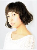 ショートボブ/ウェーブ/大きめカール/暗めカラー/レトロ/20代