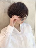 耳かけ/ショートボブ/フォギーベージュ/ウェーブパーマ【江角】