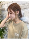 【Coral】切りっぱなしボブ&インナーベージュカラー