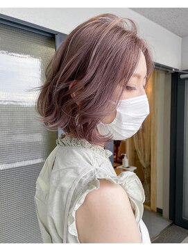 モディッシュバイアルティナ(modish by artina) フェザーボブ×くすみカラー×ラベンダーグレージュ×カールボブ