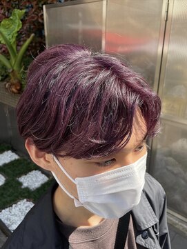 スタジオフォーエイチ(STUDIO 4H) メンズカット/ダブルカラー/ケアブリーチ/パープルアッシュ