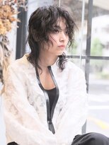 エムスラッシュ 表参道(M.SLASH)&nbsp;ダークアッシュ/前髪パーマ/ミディアムウルフ/表参道