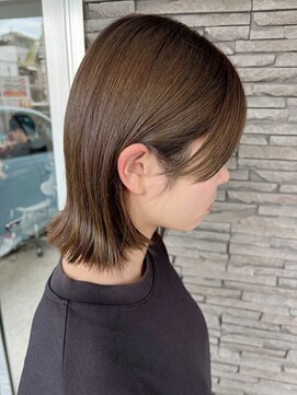 ハイバレーヘアーメゾン(HIGH VALLEY HAIRMAISON) ミディアムボブ顔周りレイヤーオリーブベージュ岡山南中央町