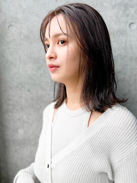 エインアンリー 表参道(AIN.ANLY.) ◯ぱっつん前髪流し前髪鎖骨ミディアムボブ耳かけボブパーマ小顔