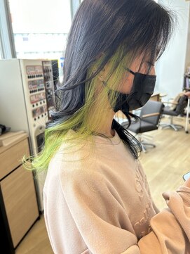 モードケーズ ハーズ 高槻(MODE K's Hers) インナーカラー　ライムグリーン