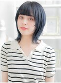 ぱっつん前髪大人ガーリーミディアムウルフh3越谷20代30代40代!