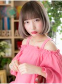 ハイトーンカラー前下がり小顔透け感ミニボブc6川口10代20代30代