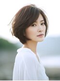 ☆ホワイトグレージュミニウルフデジタルパーマチェリーブラウン